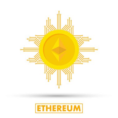 Ethereum kavramı. Cryptocurrency logo iç çekme. Dijital para. Zinciri, finans simgesi engelleyin. Düz stil vektör çizim