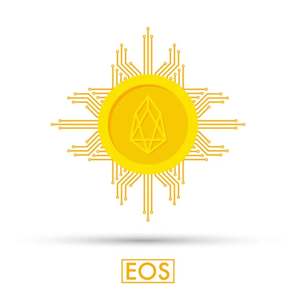 Eos concept. Cryptocurrency logo sign. Digital money. Block chain, finance symbol. Flat style vector illustration — Stock Vector