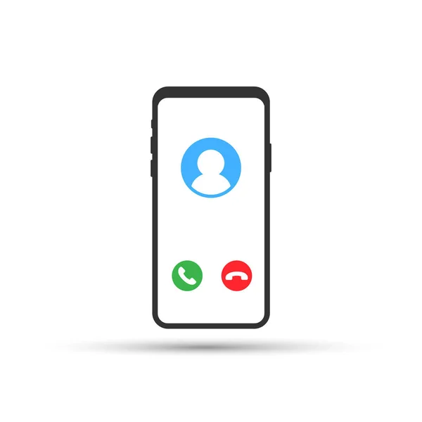 Incoming call. Smartphone with call screen. Vector illustration. — Stock Vector