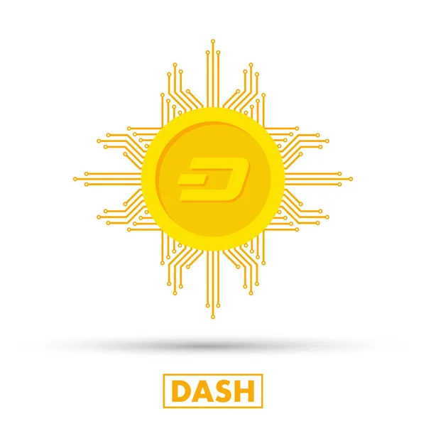 Dash concept. Cryptocurrency logo sigh. Digital money. Block chain, finance symbol. Flat style vector illustration — Stock Vector