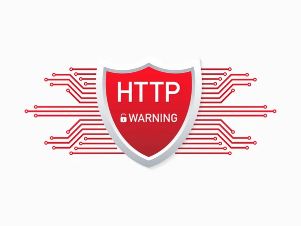 Protocollo HTTP obsoleto e pericoloso. Avviso per passare a HTTPS. Siti web sicuri e protetti su Internet. Illustrazione vettoriale . — Vettoriale Stock
