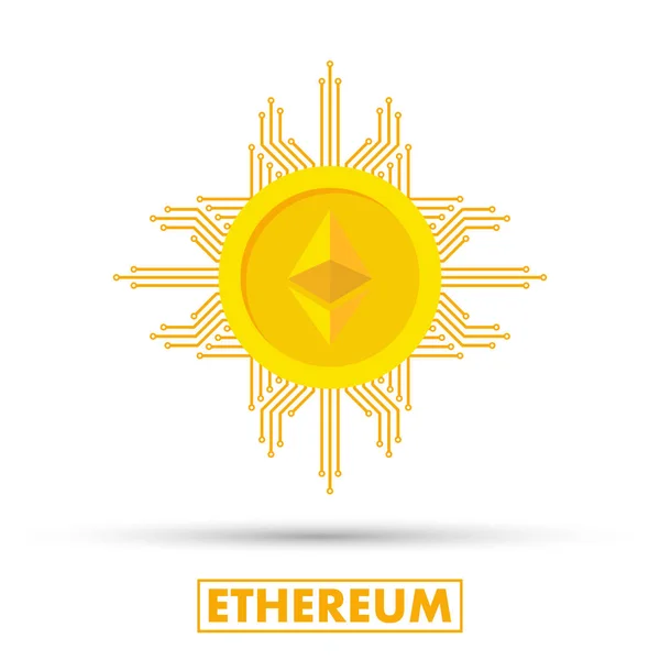 Ethereum concept. Cryptocurrency logo sigh. Digital money. Block chain, finance symbol. Flat style vector illustration — Stock Vector
