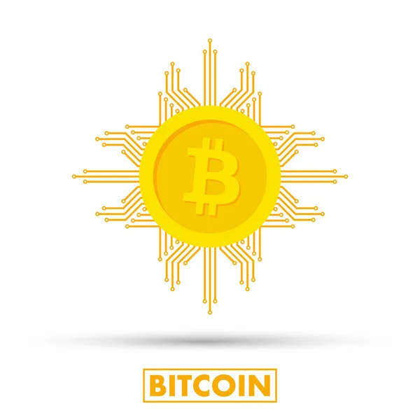 Concept Bitcoin. Crypto-monnaie logo soupir. L'argent numérique. Chaîne de blocs, symbole financier. Illustration vectorielle de style plat — Image vectorielle