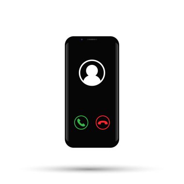 Smartphone ile gelen arama görüntülemek, izole cep telefonu gerçekçi illüstrasyon vektör.