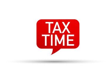 Kırmızı vektör kabarcık afiş vergi zamanı. Vektör çizim.