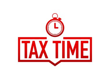 Beyaz arka plan üzerinde vergi zaman kırmızı etiket. Vektör çizim