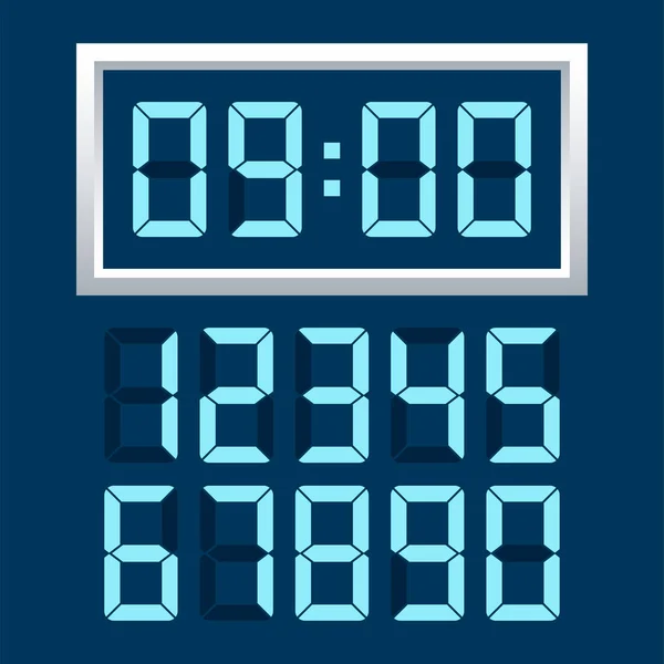 Número de reloj digital establecido. Ilustración vectorial . — Vector de stock