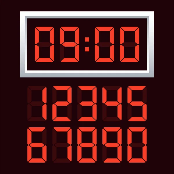 Número de reloj digital establecido. Ilustración vectorial . — Vector de stock