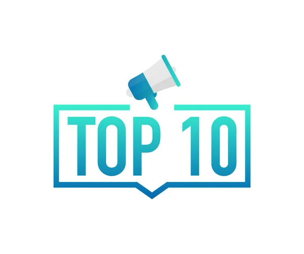 Top 10 - Top Ten etiqueta de colores sobre fondo blanco. Ilustración de stock vectorial . — Archivo Imágenes Vectoriales