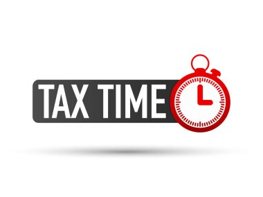 Beyaz arka plan üzerinde vergi zaman etiket. Vektör çizim