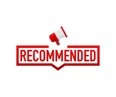 Kırmızı etiketi beyaz arka plan üzerinde önerilir. Vektör çizim.