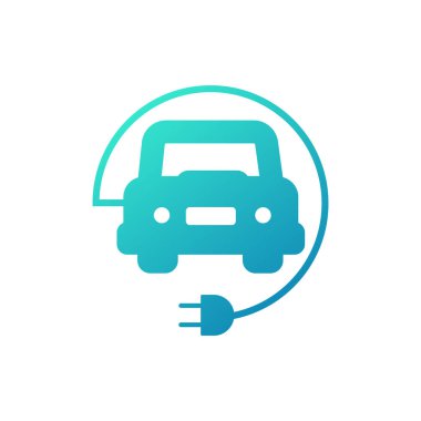 Elektrikli araba şarj Park simgesi beyaz arka plan üzerinde. 