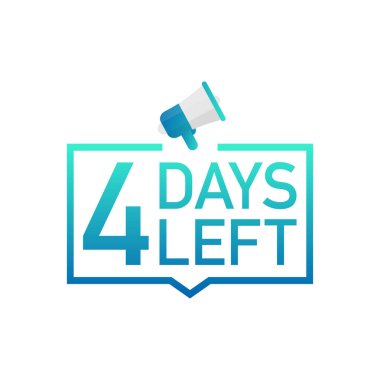 Beyaz arkaplanda 4 Gün Kalanı etiketi var. Düz simge. Vektör illüstrasyonu.