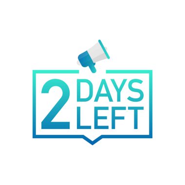 Beyaz arkaplanda 2 Gün Kalanı etiketi var. Düz simge. Vektör illüstrasyonu.