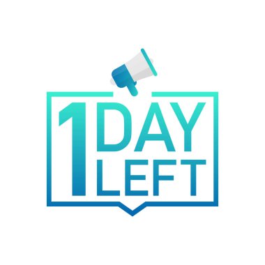 Beyaz arkaplanda 1 Gün Solu etiketi. Düz simge. Vektör illüstrasyonu.