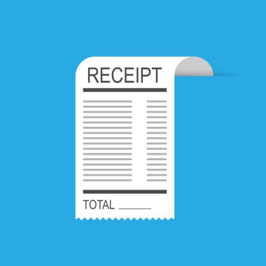 Renkli bir arkaplanda izole edilmiş düz bir şekilde kabul simgesi. Fiş işareti. Fatura atm şablonu veya restoran gazetesi finans çeki