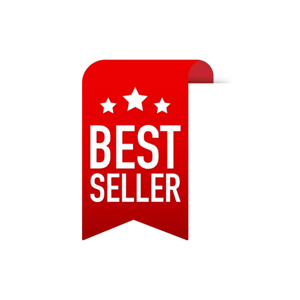 Best seller Red Label. Red Web Ribbon. Ilustración vectorial . — Vector de stock