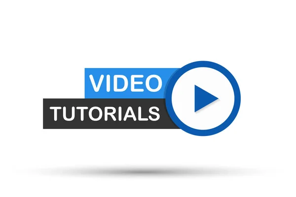 Video tutorials Gomb, ikon, embléma, címke. Vektorillusztráció — Stock Vector