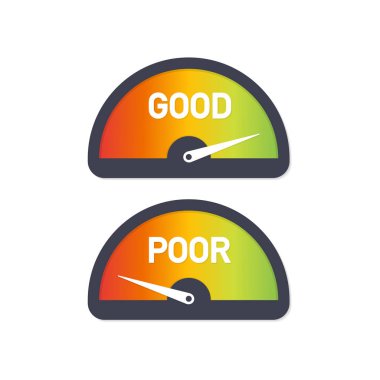 Kredi derecelendirme göstergesi. Vektör kredi finansal faiz oranı ve düzeyi. Vektör çizim.
