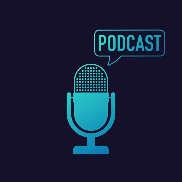 Podcast. Konuşma balonu ikonlu mikrofon. Vektör illüstrasyonu. — Stok Vektör
