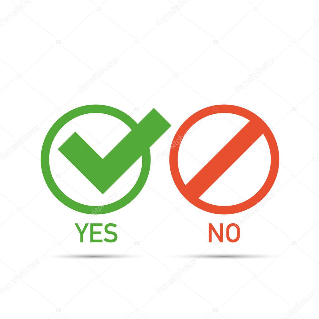 Yes and No icons, web buttons. Vector illustration
