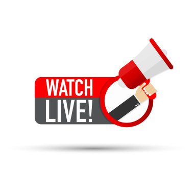 El megafon ile izle canlı tutan! Vektör çizim.