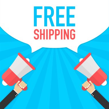 El elinde megafon ile özgür gemiler. Vektör çizim.