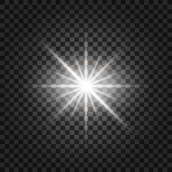 Star burst, průhledné záře světelný efekt. Star burst se leskne. Záře světelný efekt s paprsky a zářit částice. — Stockový vektor