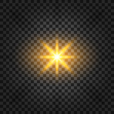 Yıldız patlaması, şeffaf parlama ışık efekti. Yıldız patlaması ile parıldıyor. Işık efekti ışınları ile kızdırma ve parçacıklar Parlatıcı.