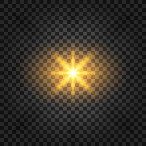 Explosión estelar, efecto de luz brillante transparente. Estrella reventó con destellos. Efecto de luz brillante con rayos y partículas de brillo . — Vector de stock