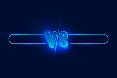 Neon logo vs mektuplar spor için karşı mavi ve rekabet mücadele. Vektör çizim.