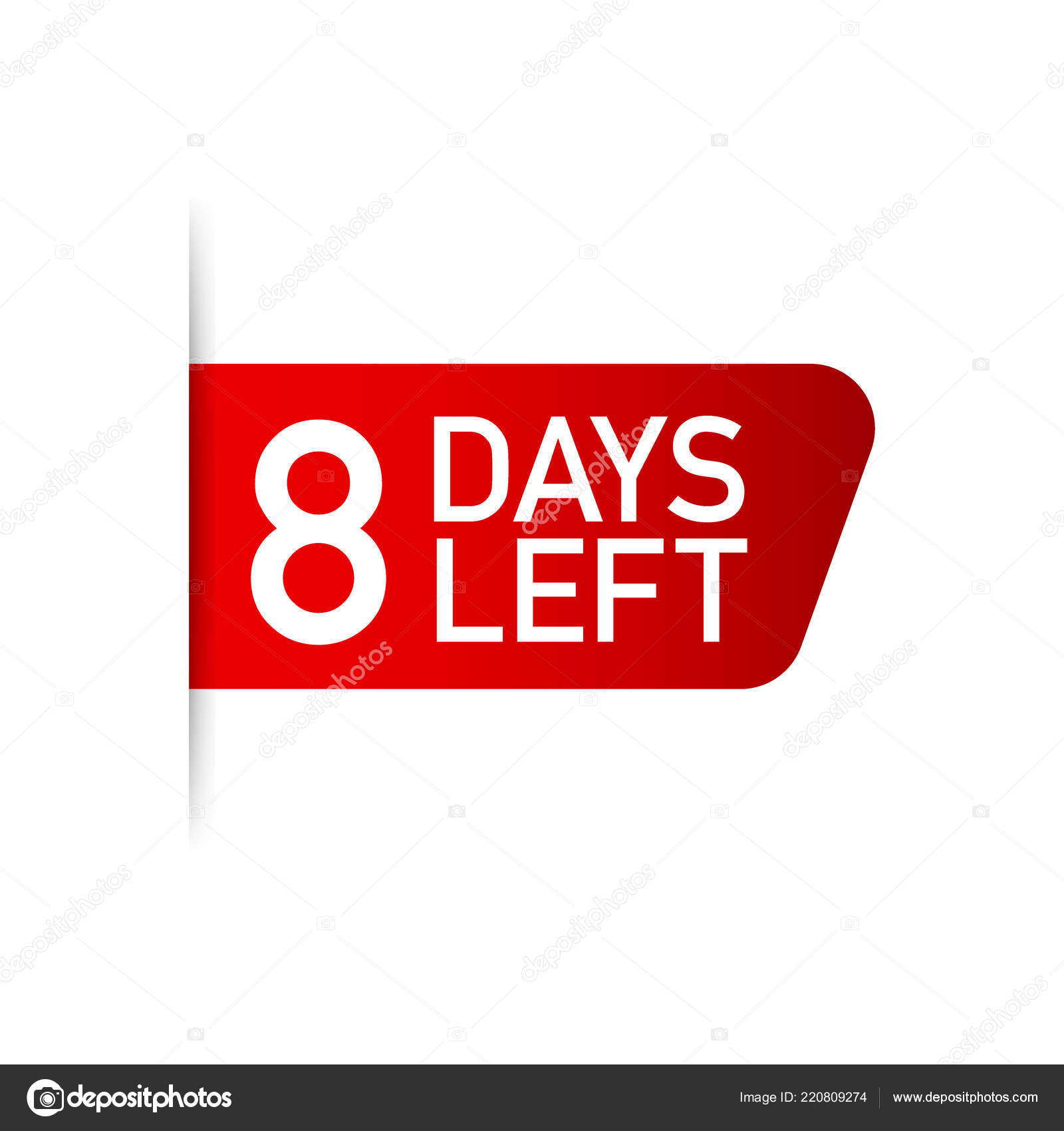 days left red label on white Vector illustration