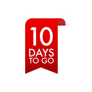 10 gün kırmızı etiket gitmek. Kırmızı Web şerit. Vektör çizim.