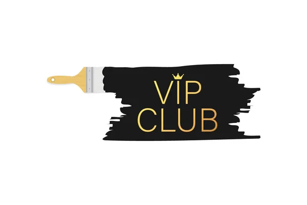 Banner, ecsetek, festékek - Vip klub. Vektoros illusztráció. — Stock Vector