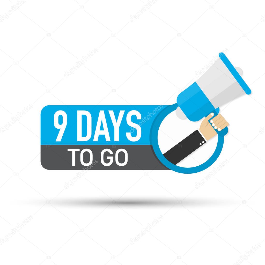 9 days to go flat icon on white background. Vector illustration.