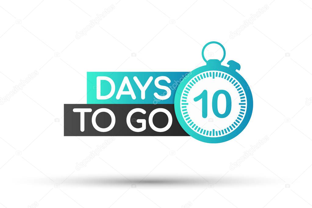 10 days to go flat icon. Vector illustration.