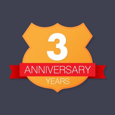 3 yıl yıldönümü amblemi. Yıldönümü simgesini veya etiket. 3 yıl kutlama ve tebrik tasarım öğesi