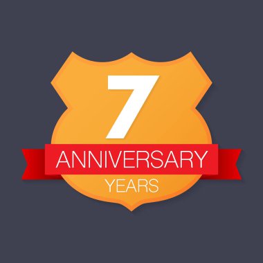 7 yıl yıldönümü amblemi. Yıldönümü simgesini veya etiket. 7 yıl kutlama ve tebrik tasarım öğesi