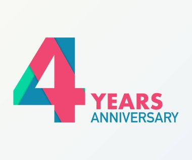 4 yıl yıldönümü amblemi. Yıldönümü simgesini veya etiket. 4 yıl kutlama ve tebrik tasarım öğesi.