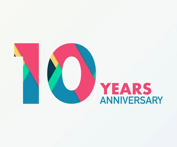 10 anos de emblema aniversário. Ícone de aniversário ou rótulo. 10 anos de celebração e elemento de design de congratulação . —  Vetores de Stock