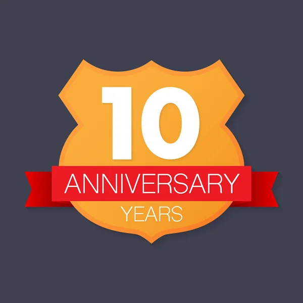 10 anos de emblema aniversário. Ícone de aniversário ou rótulo. 10 anos de celebração e elemento de design de congratulação —  Vetores de Stock