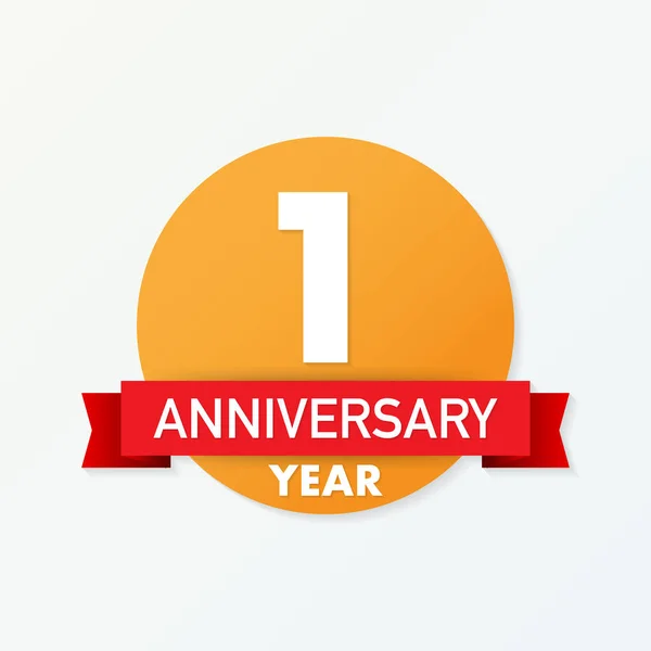 1 ano emblema aniversário. Ícone de aniversário ou rótulo. Comemoração de 1 ano e elemento de design de congratulação . —  Vetores de Stock