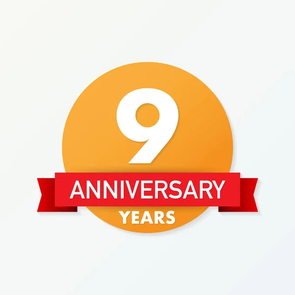 9 anos de emblema aniversário. Ícone de aniversário ou rótulo. 9 anos de celebração e elemento de design de congratulação . —  Vetores de Stock