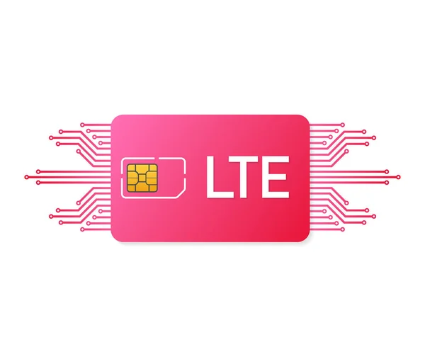 Сим-карта LTE. Символ мобильных телекоммуникационных технологий. Векторная иллюстрация . — стоковый вектор