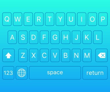 Vektör modern klavye Smartphone, alfabe düğmeleri. Vektör çizim.