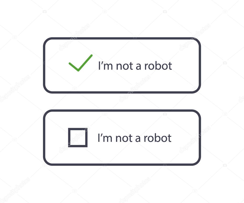 Captcha, I am not a robot. Vector Illustration