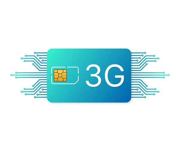 3G Sim Card. Simbolo della tecnologia delle telecomunicazioni mobili. Illustrazione vettoriale. — Vettoriale Stock