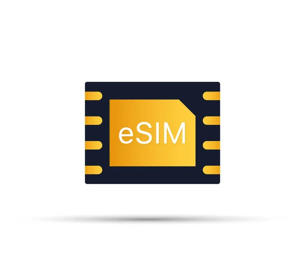 Esim beágyazott Sim kártya ikon szimbólum fogalom. új chip mobil mobil kommunikáció technológia. Vektoros illusztráció. — Stock Vector