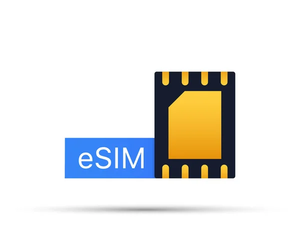 ESIM Embedded SIM card icon symbol concept. new chip mobile cellular communication technology. Vector illustration. — Stock Vector