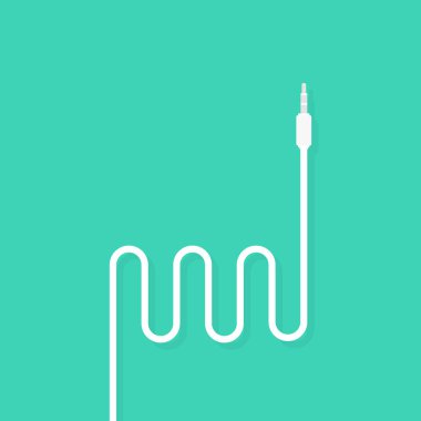 Kulaklık Beyaz kordon simgesiyle jack. meloman öğeleri earbud veya kulak tıkacı ve kişisel gadget kavramı. Vektör çizim.